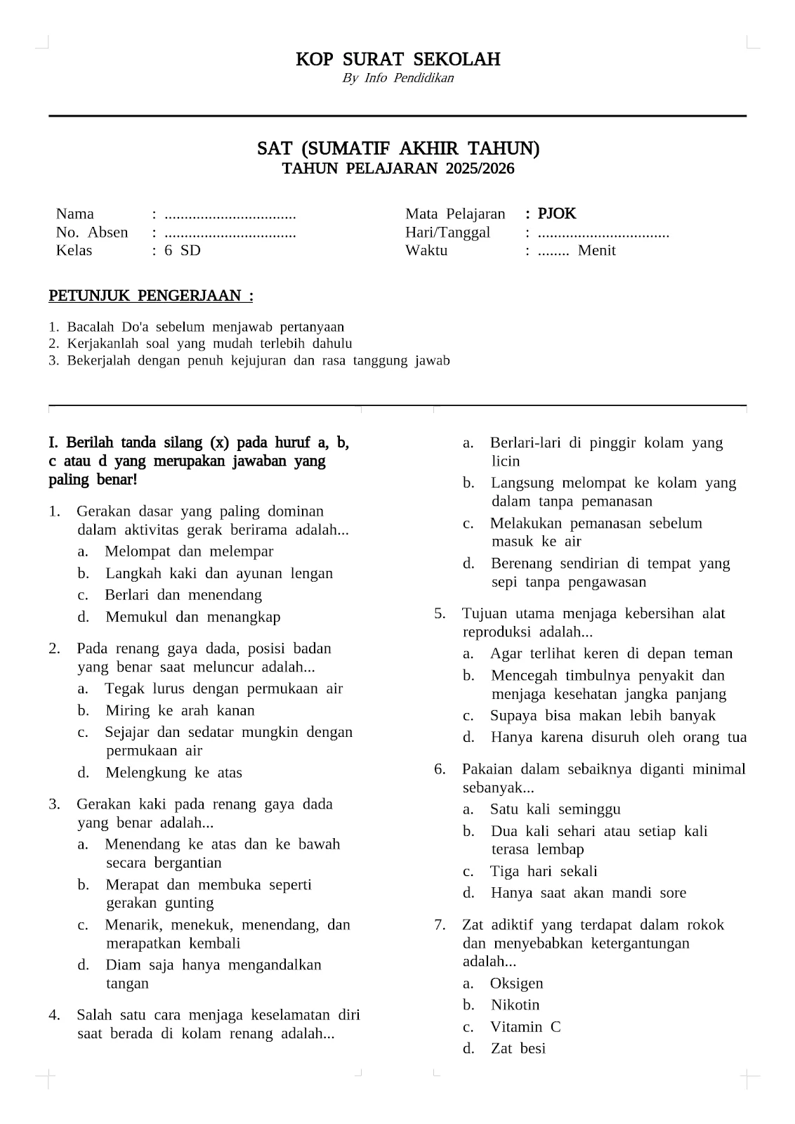 Bocoran 20 Soal BAM Kelas 6 Semester 1 Tahun 2026 dan Kunci Jawaban Terupdate