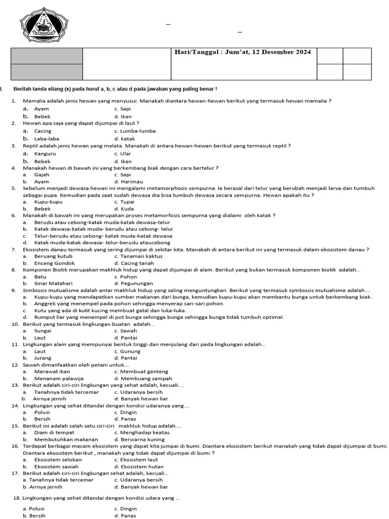 Unduh Soal PJOK Kelas 3 Semester 1 PDF 2026: Latihan & Kunci Jawaban Terbaru