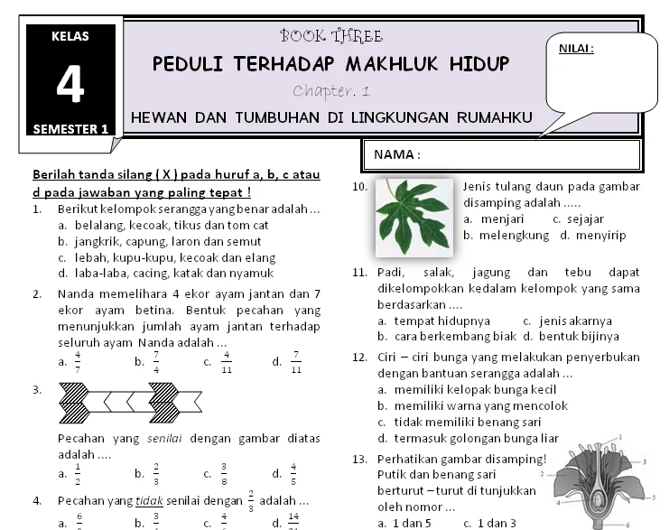 Soal Kelas 4 Tema 4 Dalchaebi