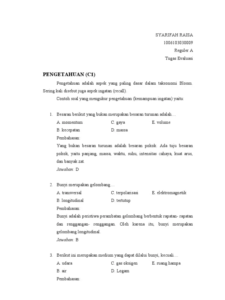 Yuk Simak Contoh Soal Pilihan Ganda C3 Terbaik - Daftar Contoh Soal 2022