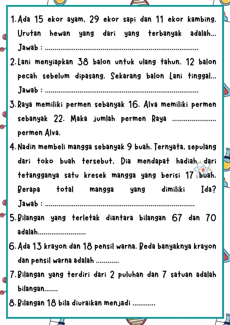 Contoh Soal Calistung Anak Tk Terbaru 2019 131 Matematik