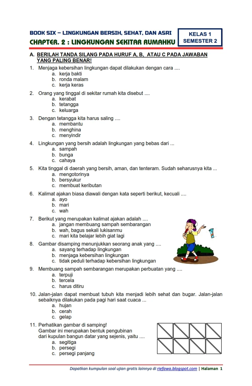 Soal Tematik Kelas 1 Sd - Piffle me