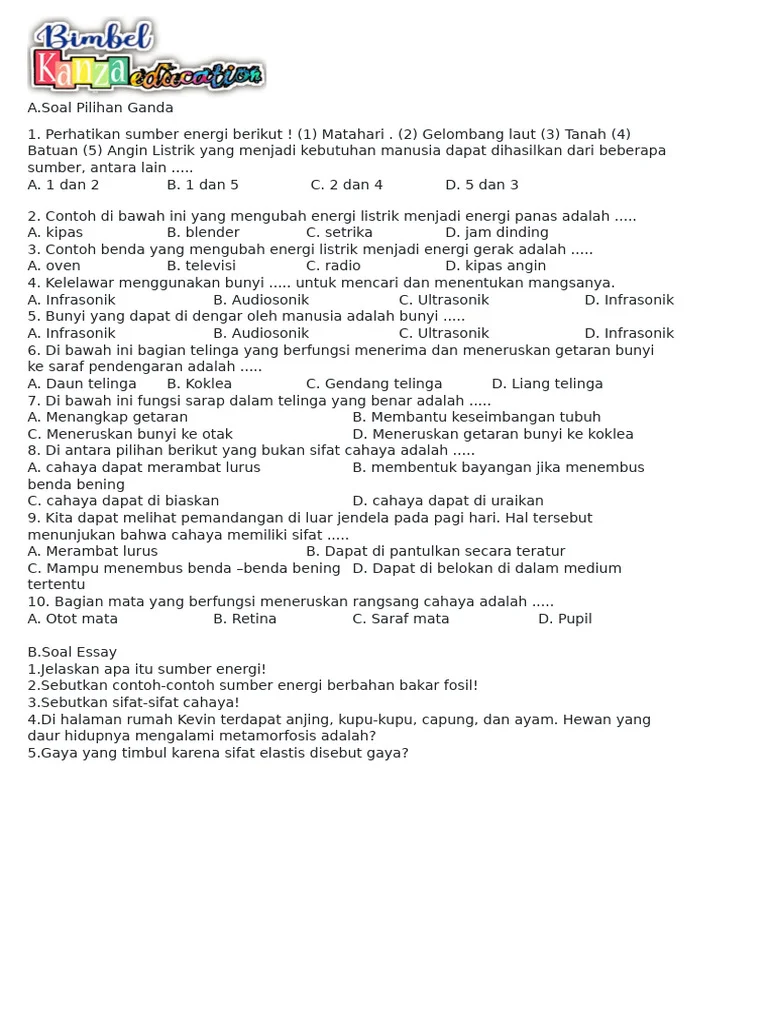 7 Contoh Soal C3 IPA SD Kelas 4 yang Sering Muncul di Ujian, Wajib Tahu!