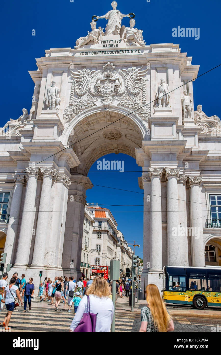 Arco da Rua Augusta the triumphal arch on commerce square in Lisbon