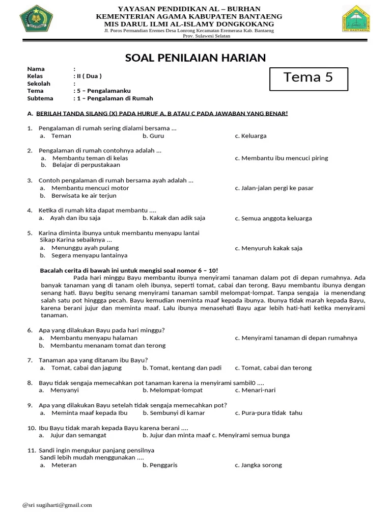 Akhirnya Tahu Contoh Soal Kelas 2 SD Tema 5 Subtema 1 yang Sering Muncul di Ujian, Wajib Dicoba Sebelum Ulangan!