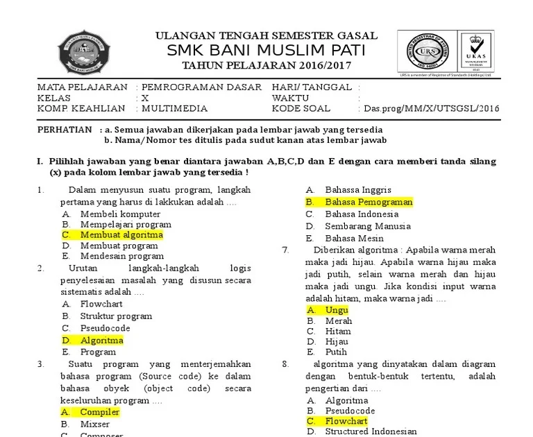 Akhirnya Tersedia 40 Contoh Soal Penilaian Akhir Semester 2 Kelas 10 Kurikulum 2013 yang Wajib Dipelajari