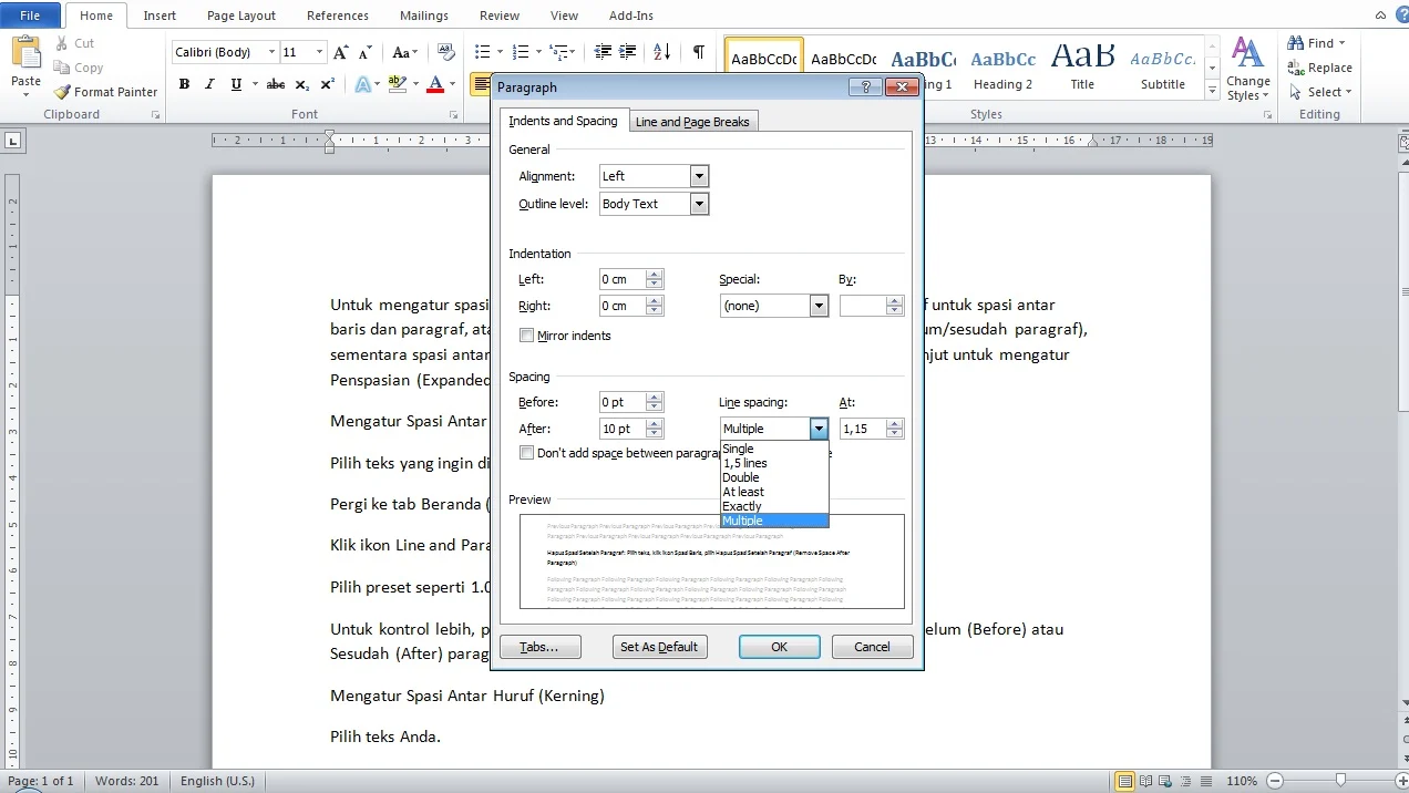 Cara Mudah Mengatur Spasi pada Microsoft Word - Belajar Microsoft Word Cara Mudah Mengatur Spasi pada Microsoft Word - Belajar Microsoft Word