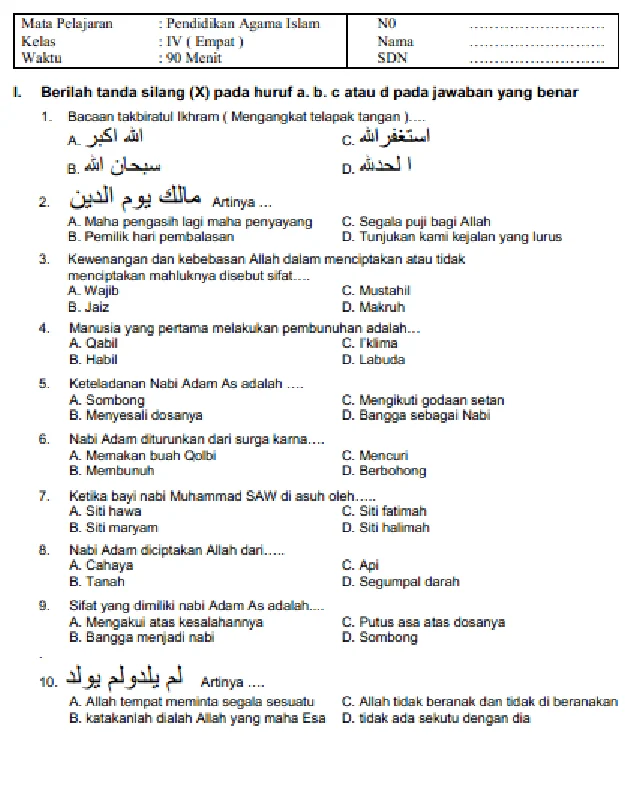 Soal Agama Islam Zakat Kelas 4 - Aktivitas Siswa Soal Agama Islam Zakat Kelas 4 - Aktivitas Siswa
