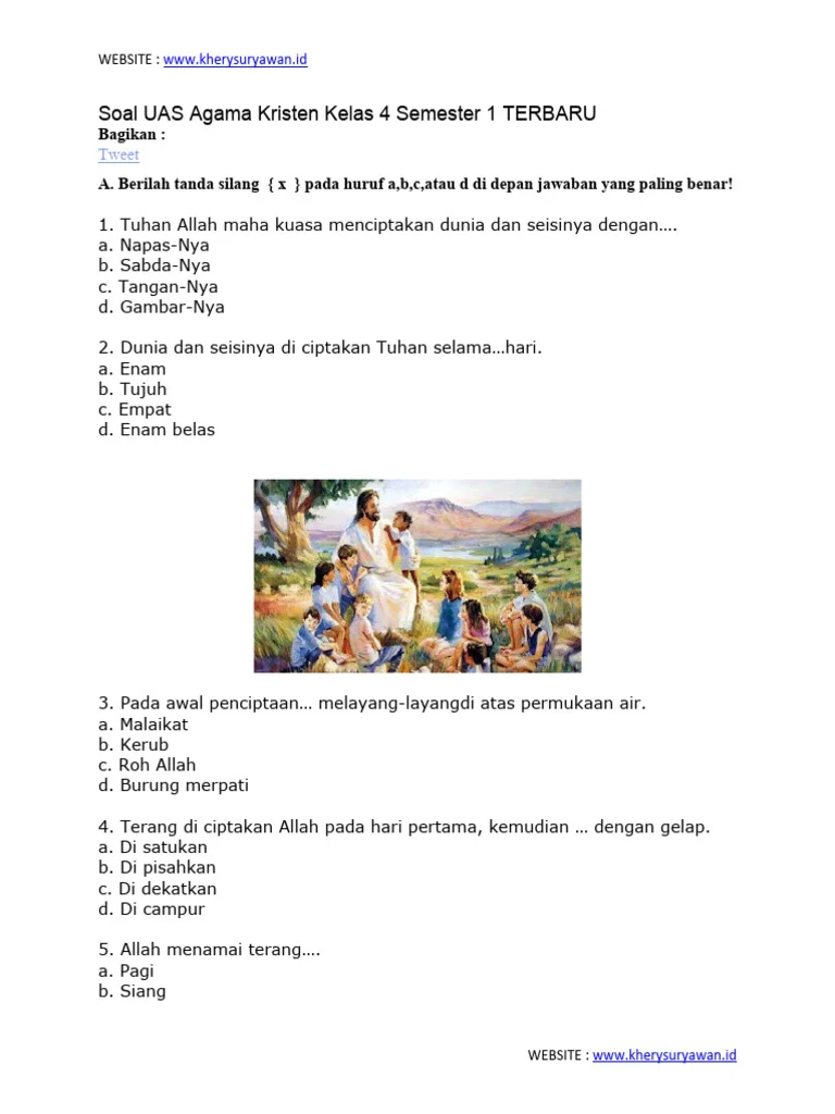Terbukti! Kumpilas Soal Agama Kristen Semester 1 Kelas 4 Bantu Anak SD Paham Pancasila