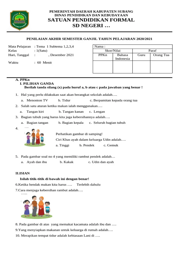 Ternyata Ini 5 Contoh Soal Penilaian Akhir Semester 2 Kelas 1 SD Tahun 2026