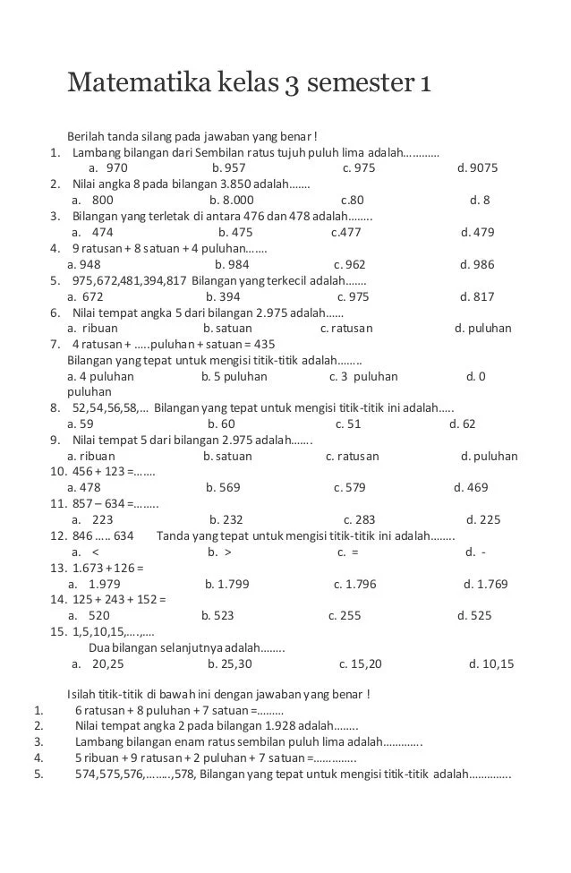 Ternyata Ini Kumpulan Soal Kelas 3 SD Semester 1 Terbaru 2026 yang Wajib Dicoba Anak Sebelum Ulangan