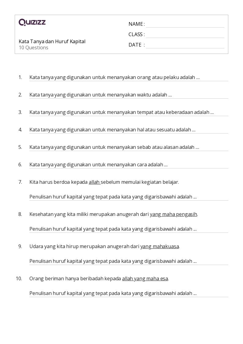 Ternyata 7 Contoh Soal Penggunaan Huruf Kapital Kelas 2 SD Wajib Dipelajari 2026