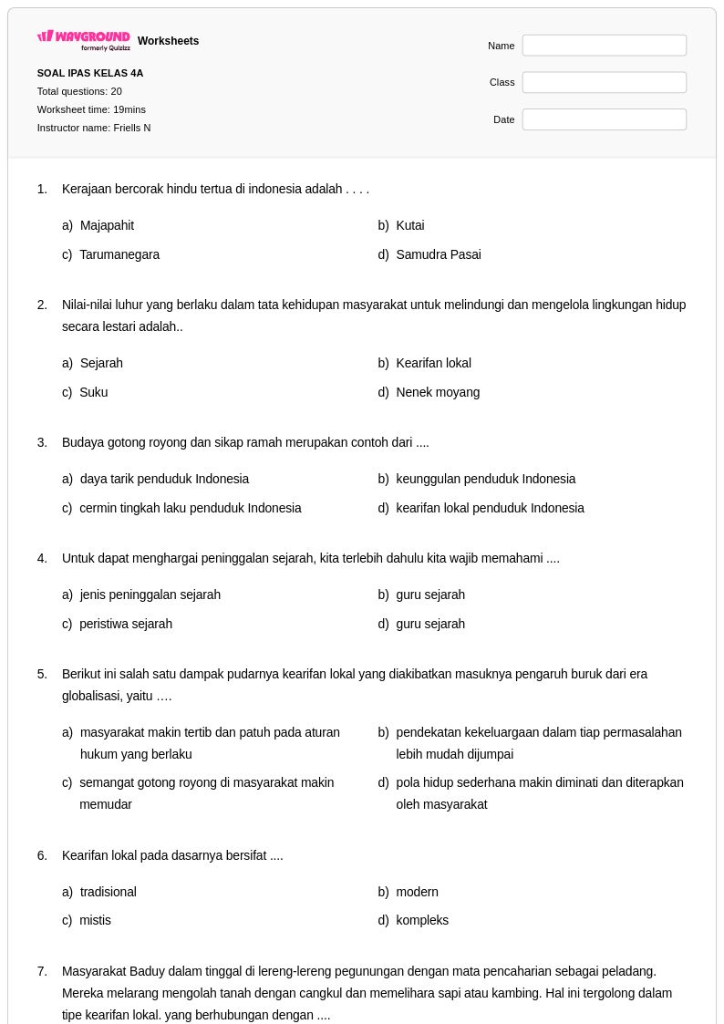 Latihan Soal Sejarah Kelas 4 Peninggalan Sejarah dan Prasejarah Ternyata Sangat Mudah
