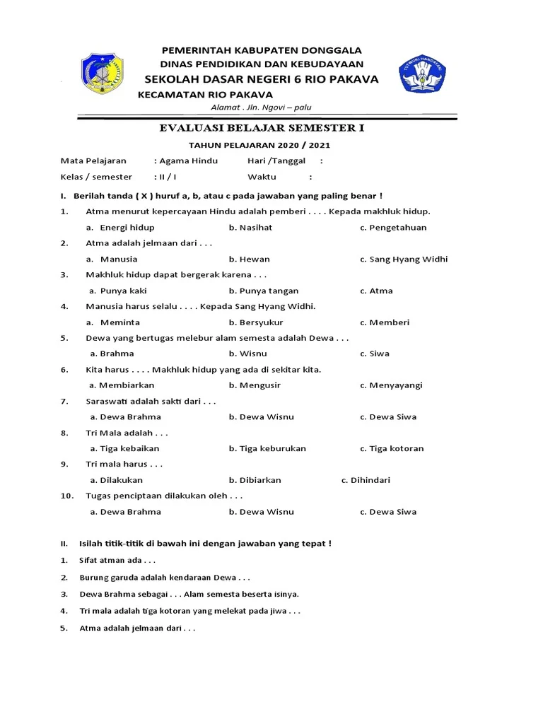 Wajib Tahu Bocoran Soal Agama Hindu Kelas 2 Semester 1 SMK Agar Nilai Sempurna