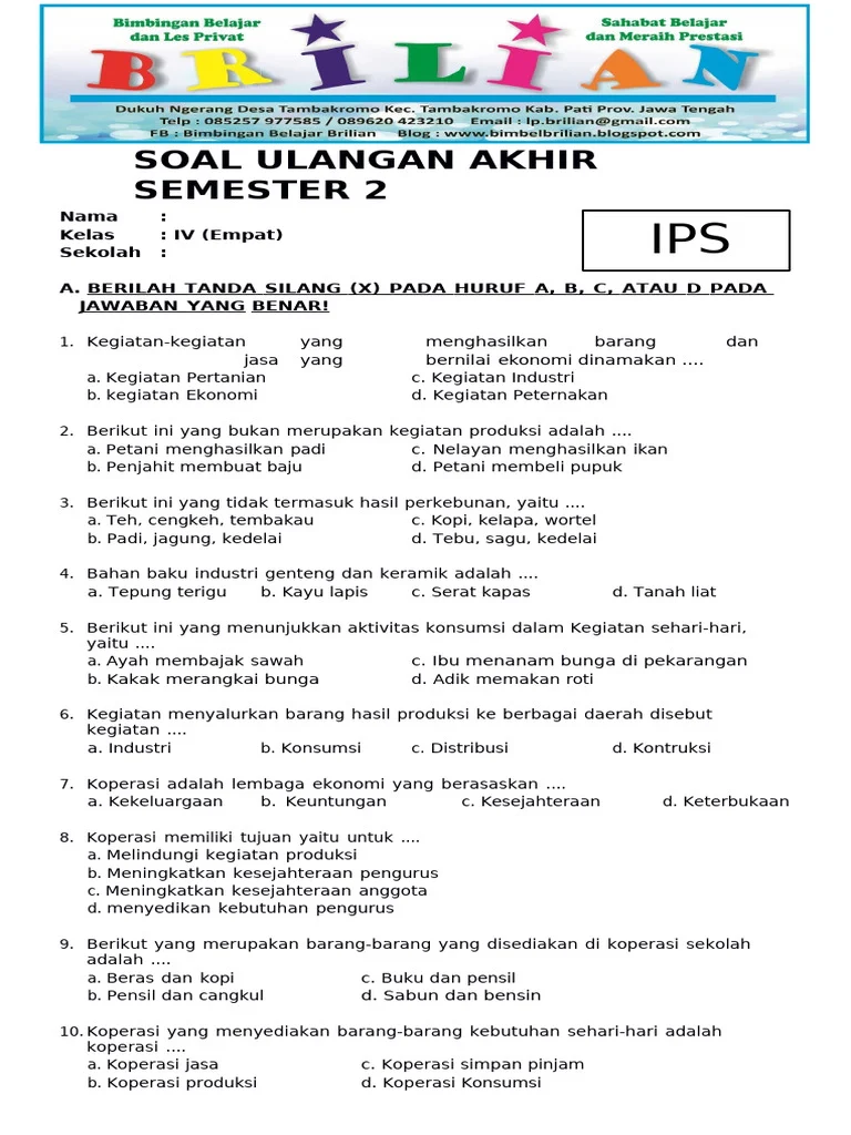 Wajib Tahu Jawaban Soal Sem 2 IPS Kelas 4 Permasalahan Sosial yang Sering Keluar